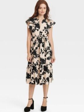 a new day Black and Cream Floral Dress